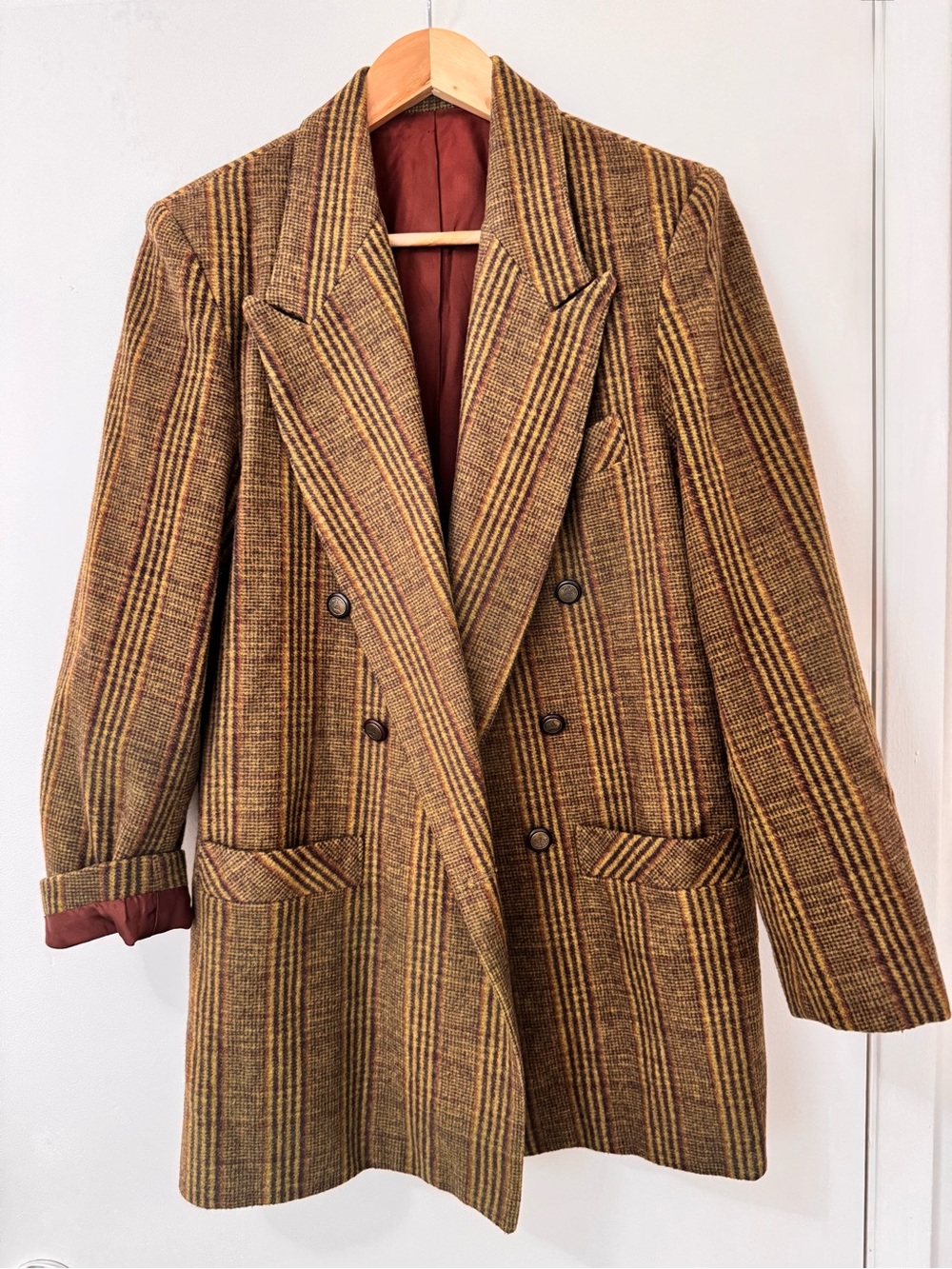 Vintage 80s Junior Executive Striped Double Breasted Blazer Size 9/10